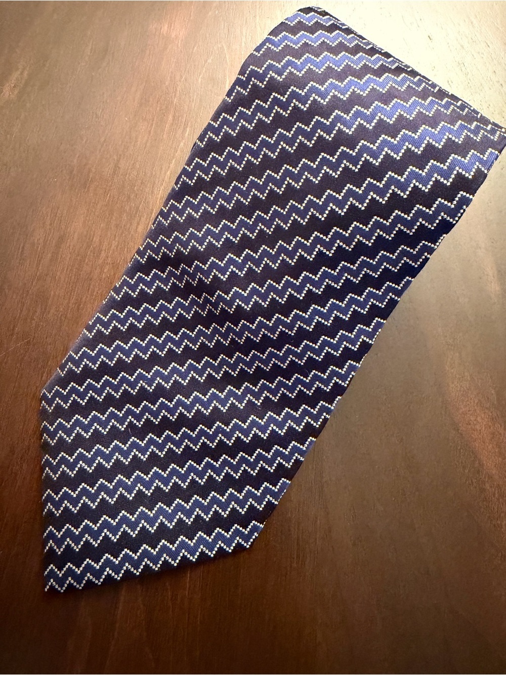 Canali Classic Navy Zigzag Men's Tie - 3.75”